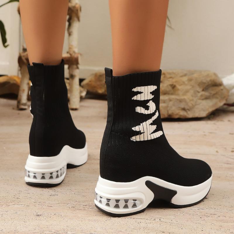 Women's Knitted Boots Thick-soled Slip-on Breathable Women Boots Are Fashionable Casual and Smooth Botas De Invierno Para Mujer