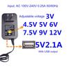 Adjustable 3V-12V AC-DC Power Supply Adapter with USB Output Repacement for AA Battery Replace 2-8pcs AA Batteries