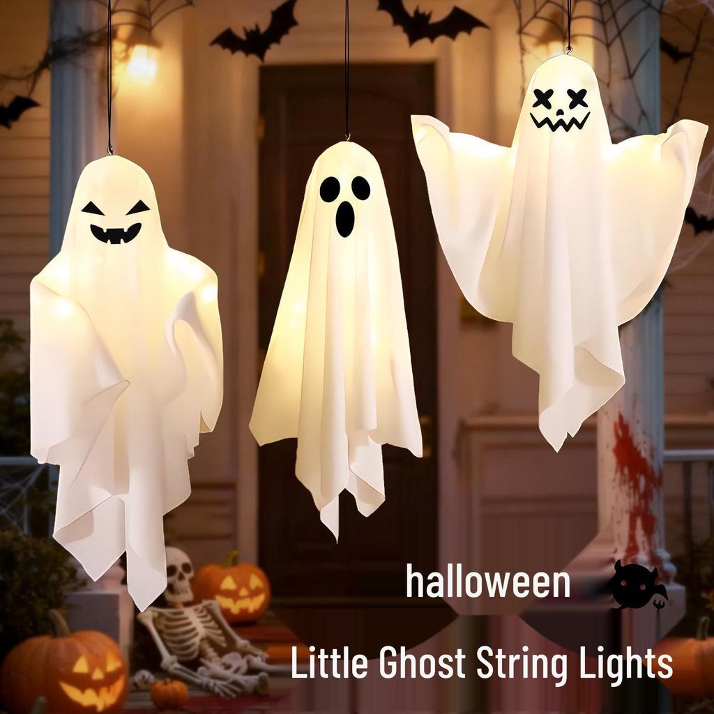 LED Glowing Ghost Pendant: Colorful Halloween Decoration