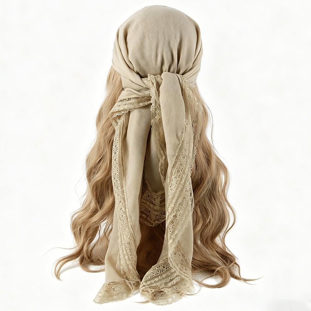 Square Shape Lace Trim Scarf Breathable Sun-Protection Shawl Fashion Bohemian Scarf