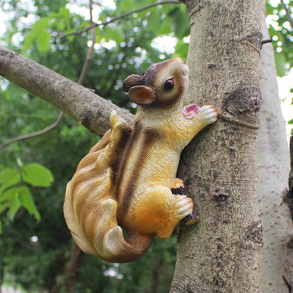 Squirrel Statue Figurine Resin Animal Ornament Garden Accessory Creative Hanging Easy to Install