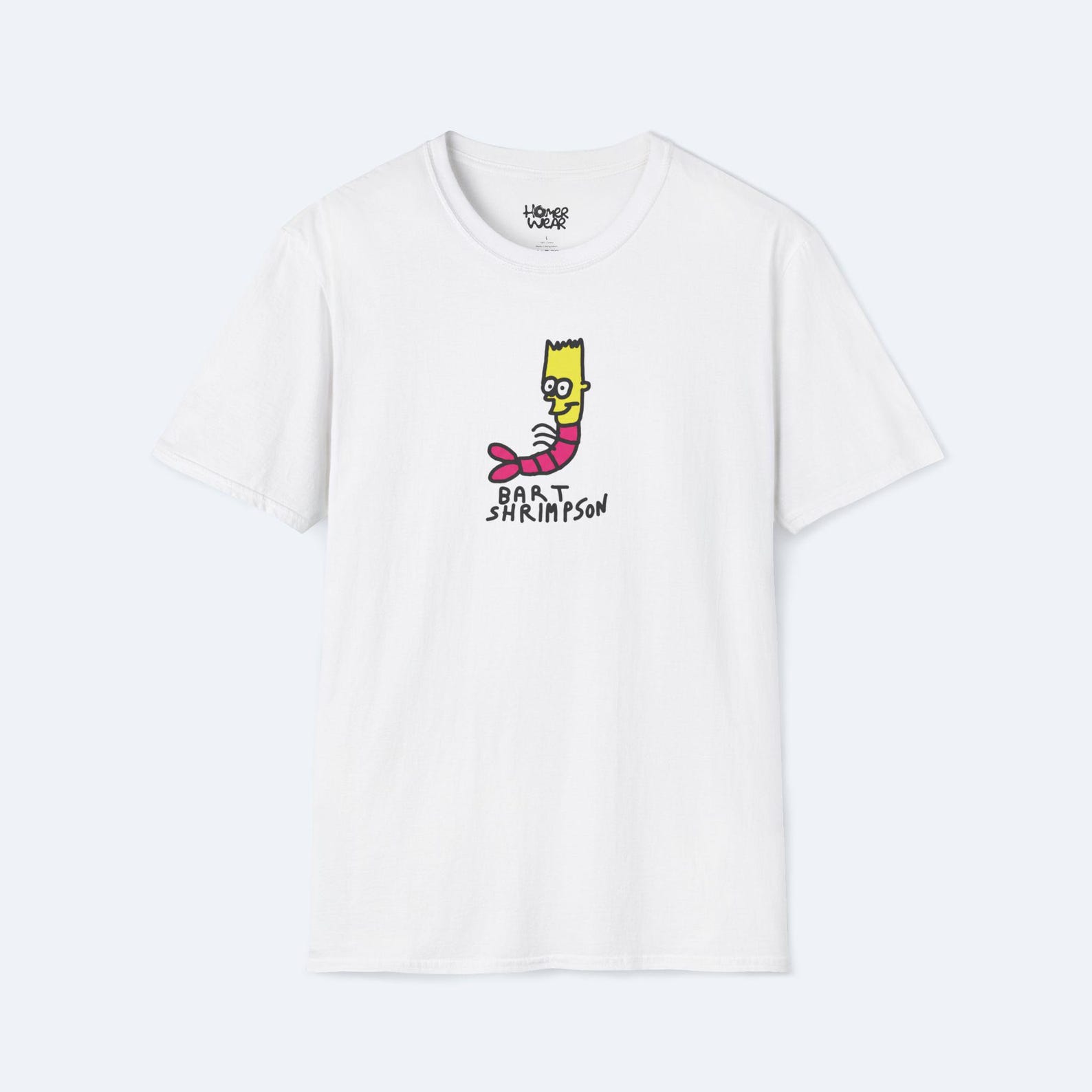 Bart Shrimpson Meme T-Shirt Unisex White Cotton Graphic Tee Funny Cartoon Parody Streetwear Retro Pop Culture Gift Idea Everpress Style 4XL
