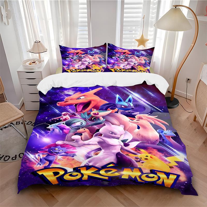 3pcs Pokémon, Charizard Duvet Cover Set - Machine Washable, Includes 1 Duvet Cover and 2 Pillowcases, No Core Included Yy251022149