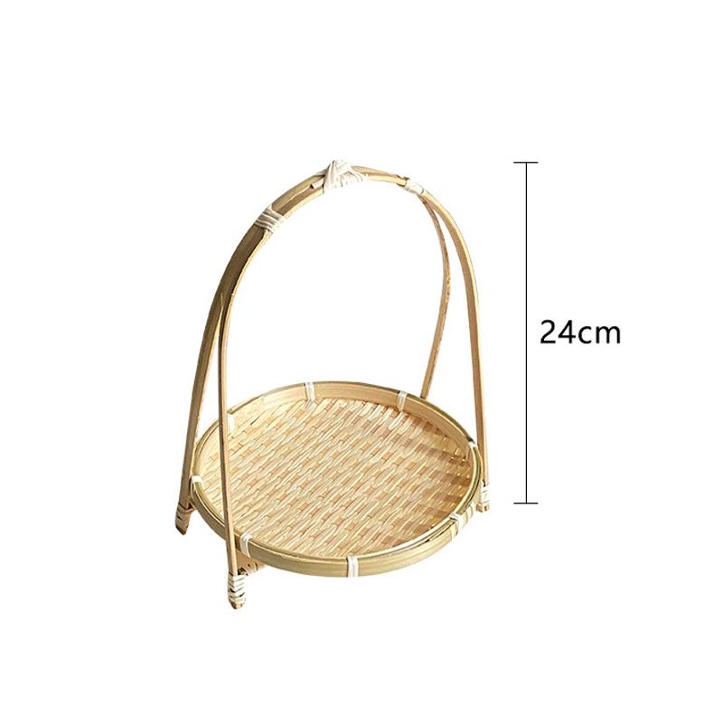 Multi-Function Bamboo Woven Basket 1/2/3 Layers Fruit Vegetable Storage Basket Durable Handwoven Standing Tray For Kitchen