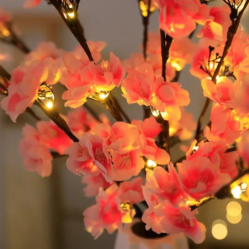1PC Peach Blossom Tree Branch Light Floral String Lights Battery Operataed Fairy Lamp For Indoor Outdoor Christmas Decoration