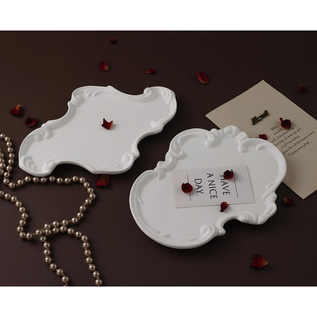 Crystal Droplet Gypsum Cement Mould European Tray Mold Silicone Storage Plate Organiser Mould with Delicate Lace Relief