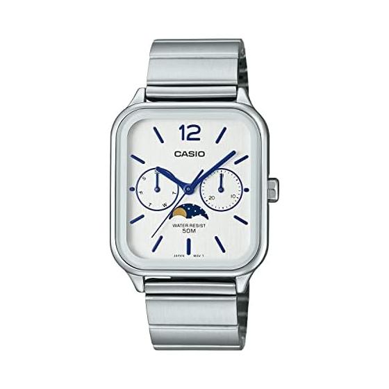 

[Casio] CASIO Стандартные аналоговые мужские часы с фазами Луны MTP-M305D-7AV с металлическим ремешком, серебристого цвета, модель Overseas [Параллельный импорт]