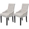 VidaXL 2x Dining Chairs Fabric Grey Cream Living Room Kitchen Interior 242402