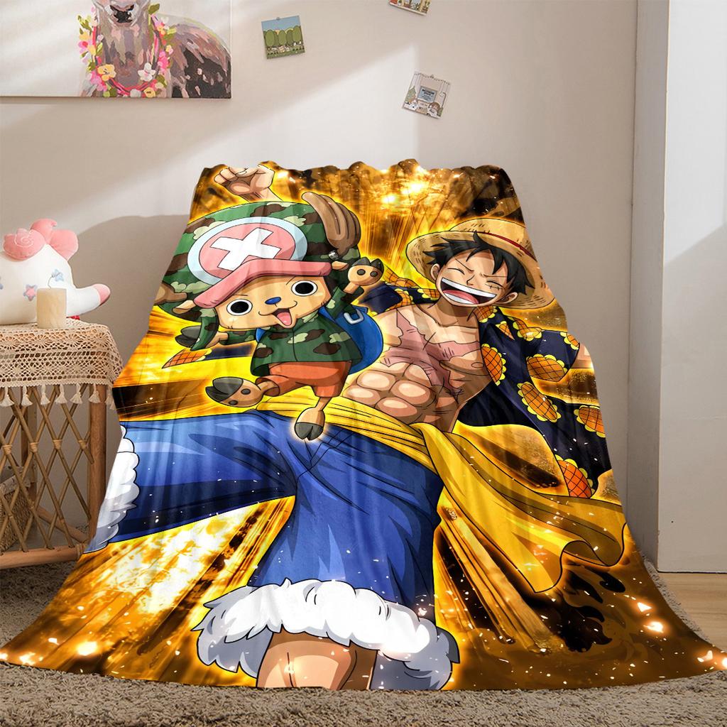 One Piece Anime Puzzle Print Blanket Warm Comfortable Flannel Cover For Bedrooms, Sofas, Beds, Chairs LXR167