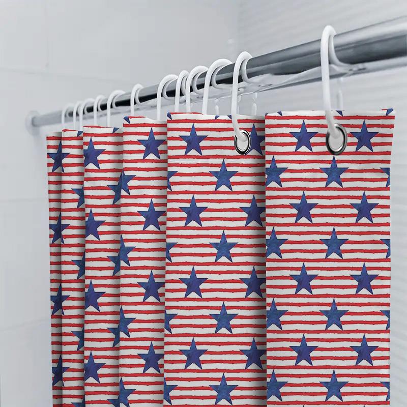 American Flag Shower Curtain Patriotic Stars And Stripes Waterproof Decor Bathroom Curtain Vintage Usa Theme Home Decor