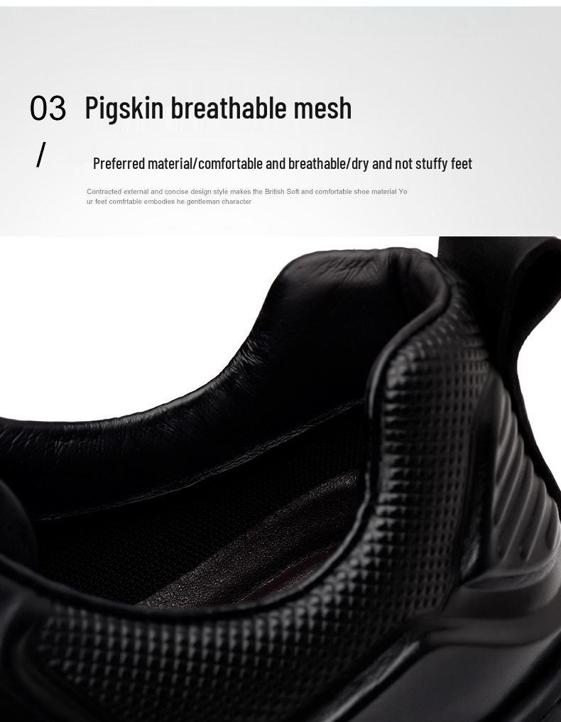 Men's Trendy Thick Sole Cowhide Skate Shoes - Height Increasing Casual Sports Shoes