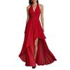 New chiffon dress, neck halter waist V-neck dress evening dress