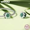 WOSTU 925 Sterling Silver Roses & Moon Dragonfly Charm Four-leaf Clover Beads for Women Girls Bracelet & Bangle DIY Jewelry