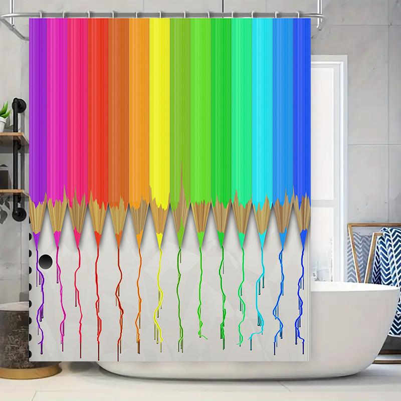 

Colorful Pencil Shower Curtain Waterproof Fabric Modern Home Decor For Bathroom Easy Installation Available In Multiple Sizes W60H190(CM)-1 Pcs
