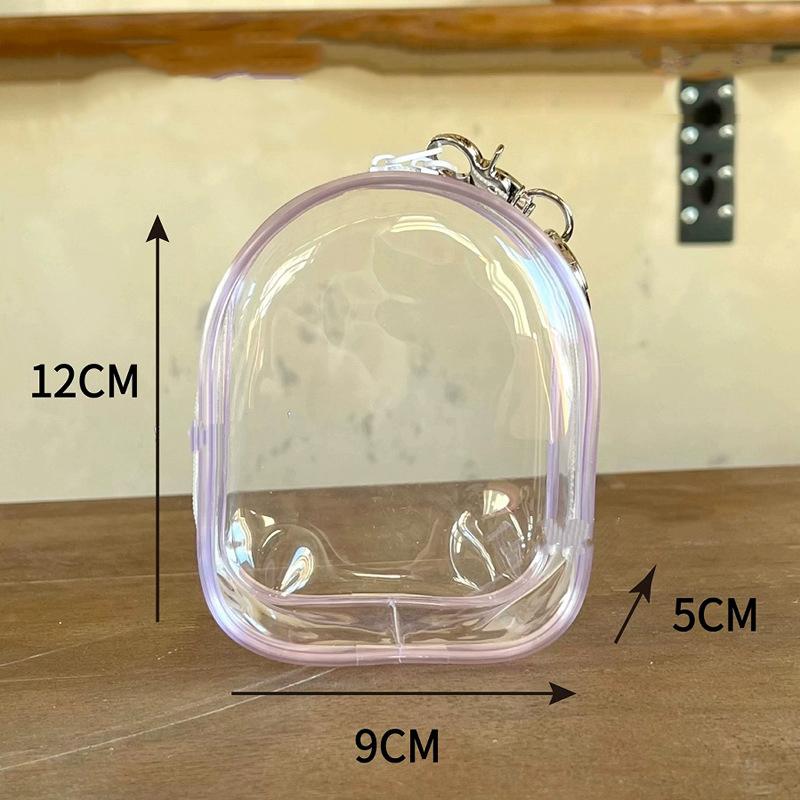 

12Cm Pvc Transparent Storage Bag With Keychain Multicolor Cartoon Doll Display Box Dustproof Case Earphones Gift Organizer Bags фиолетовый