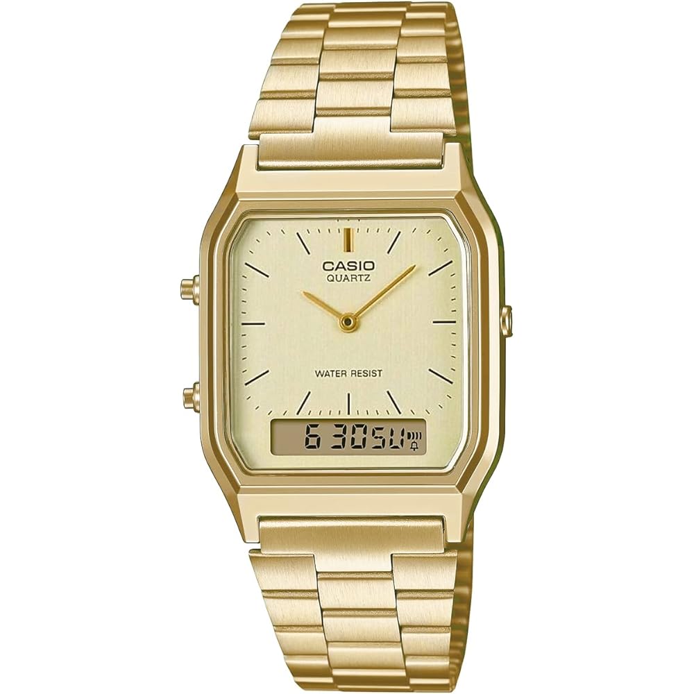 

Casio Ana-Digi Quartz Watch Vintage Series AQ-230GA-9DMQ Unisex Dual Time Gold