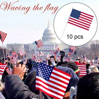10 Packs Hand Held Small Flag USA US Flag Top Flags Home Decoration