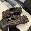 Moda Eilyken Nuova Moda Clip Toe Stampa Leopardo Piattaforma Zeppa Donna Pantofole Estive Tacchi Alti Massicci FLIP FLOPS Scarpe