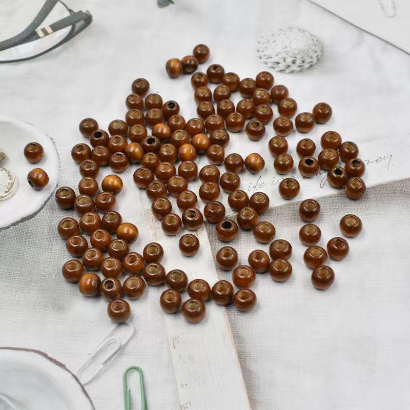 Handmade 10MM Large Hole Maple Wood Beads - Brown Toned Barrel Beads for DIY Jewelry