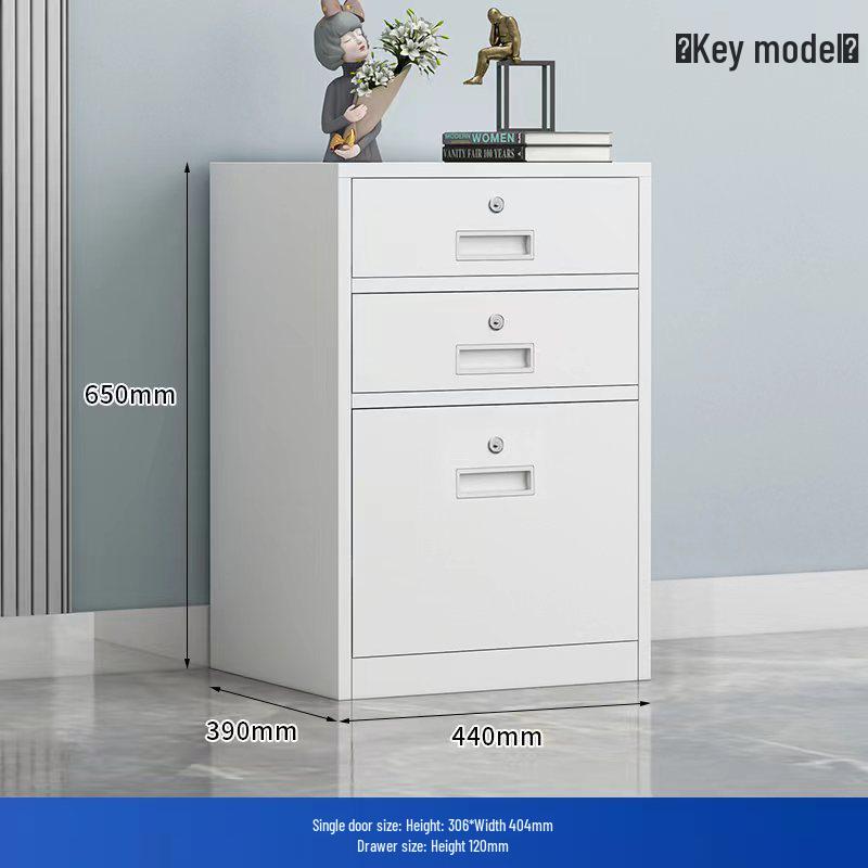 Mobile Under-Desk File Cabinet with Lock - Single Door, Sheet Metal, Small Office Tool Storage Drawer