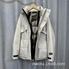 Black gold medium and long wind shell down jacket women's outdoor magnet buckle pie to overcome trench coat waist jacket