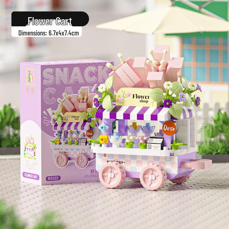 Xiaohongshu City Street Food Cart Model Building Blocks Toy