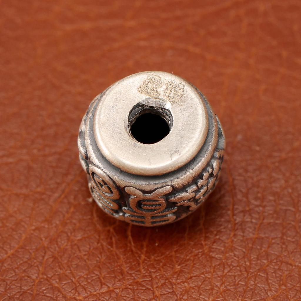 S999 Sterling Silver Wealth & Peace Barrel Spacer Beads for DIY Braiding Rope Silver Accessories