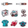 Medical-Themed Cartoon Brooch Set: Ambulance, Syringe, Stethoscope Badges