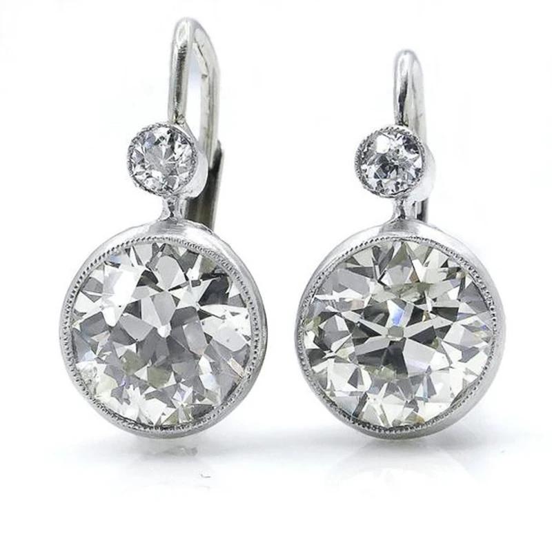 

CAOSHI Fashion Women Simple Luxury Drop Earrings Copper Color Bright Round Zirconia Accessories Graceful Lady Engagement Zircon
