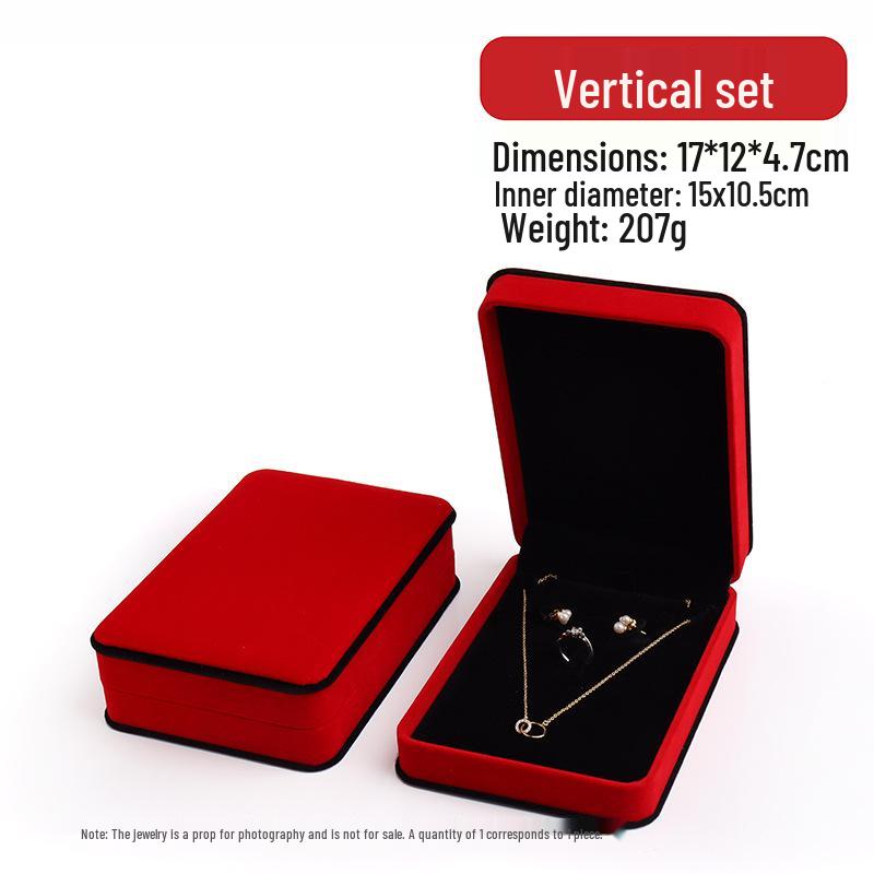 Roter Samt Schmuckschatulle Set: Ring, Anhänger, Armband, Halskette Aufbewahrungs- und Geschenkbox