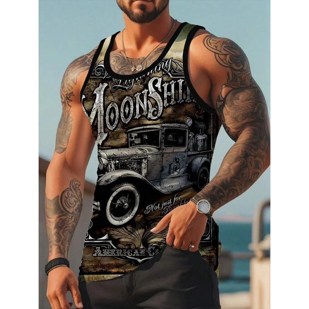 3D Lion Print Men's Summer Street Fashion Casual Outdoor Sports Vest Versatile Comfortable Breathable Sleeveless Vest