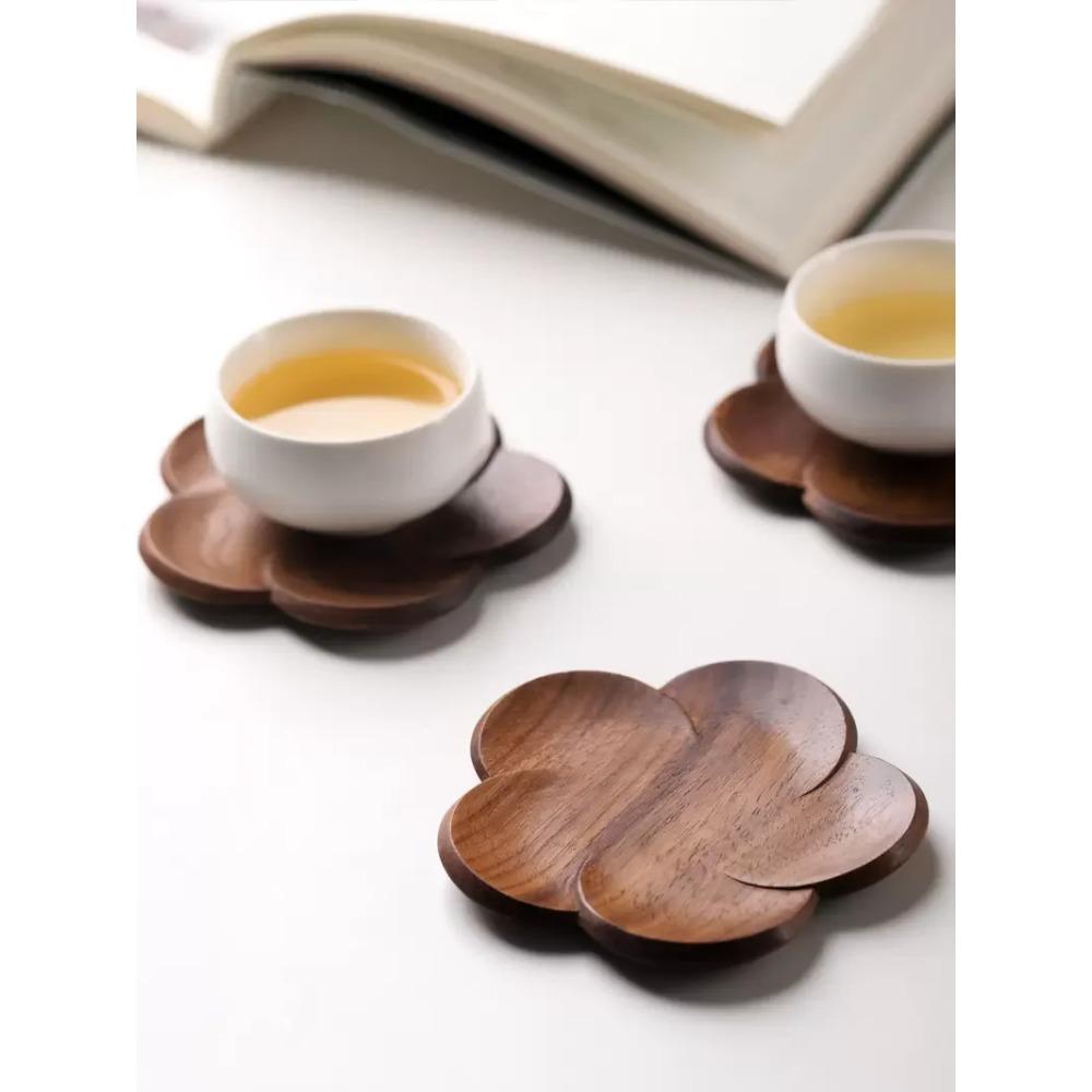 Black Walnut Lotus Root Slices Solid Wood Coaster Creative Mark Insulation Pad Anti Scalding Wooden Teacup Pad