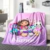 Custom Name Gabbys Dollhouse Theme Printed Blanket Perfect For Couch Bed Travel Outdoor Use Machine Washable Cozy Durable