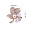 Elegant Floral Pearls And Crystal Rhinestones Brooch For Women Alloy Jewelry Accessory For Formal Event