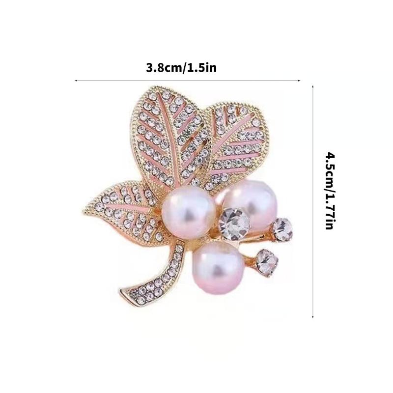 Elegant Floral Pearls And Crystal Rhinestones Brooch For Women Alloy Jewelry Accessory For Formal Event