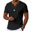 Herren Freizeit T-Shirt mit kurzen Ärmeln, V-Ausschnitt, leicht, weicher Stoff, bequeme Passform, Top für draußen und den täglichen Gebrauch