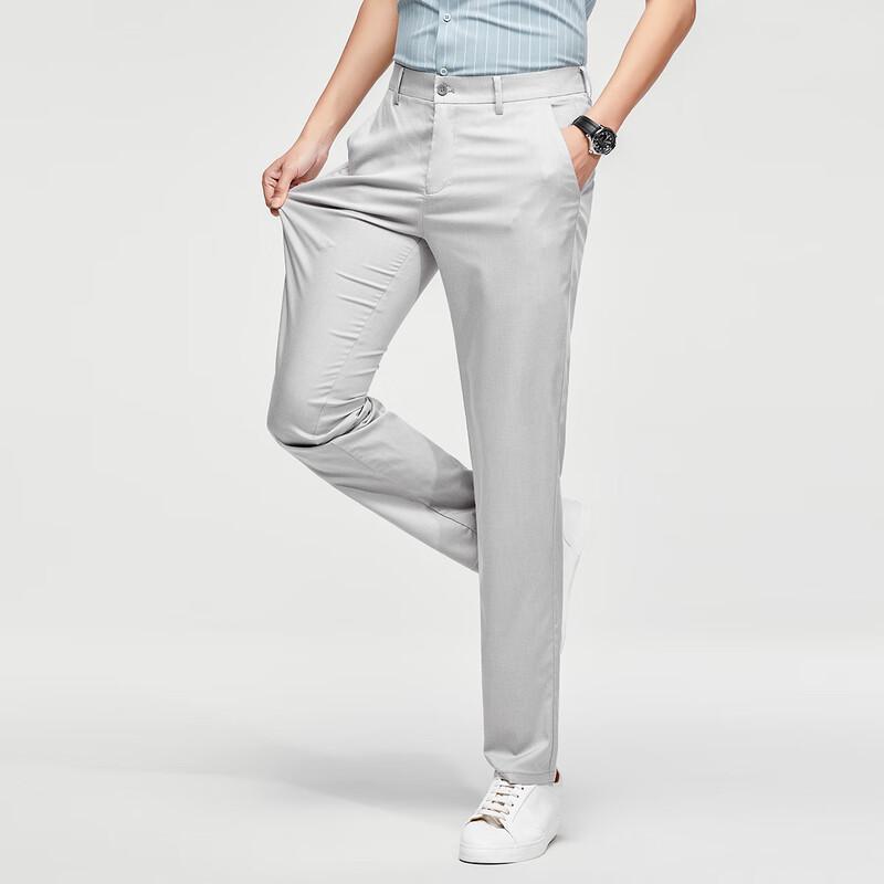 Shanshan Men's Silk Blend Slim-Fit Straight Casual Pants