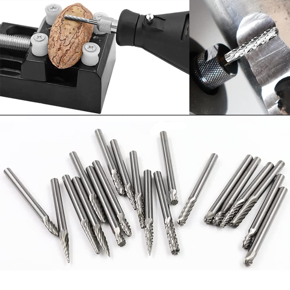Kimlonton 20-Piece Rotary Bar, Carbide Rutor, Bit, Shank Diameter Approx. 0.1 inch (3