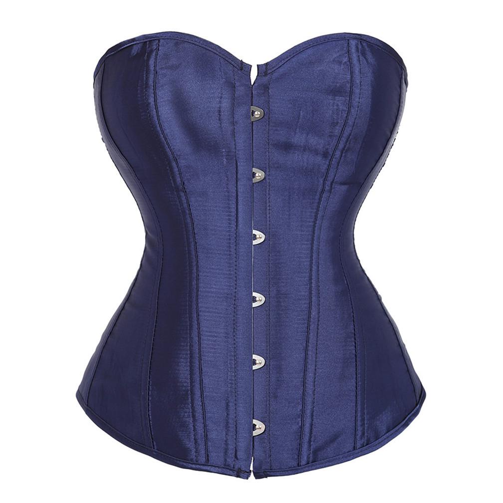 Bauchkontroll-Satin-Push-Up-Korsett mit Tanga 6XL navy blau