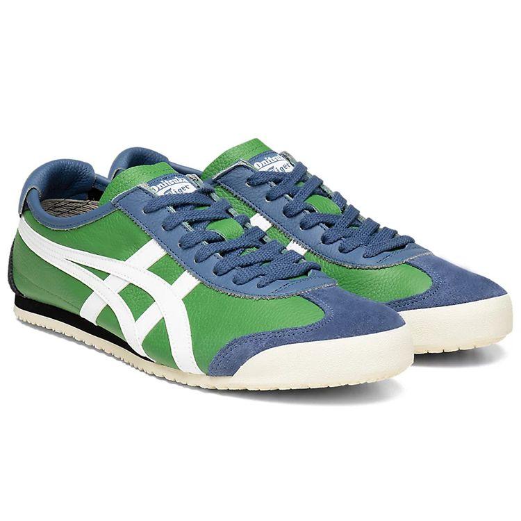 ONITSUKA TIGER Mexico 66 Round Toe Lace-Up Leather Lightweight Durable Low-Top Running Shoes Unisex Sneaker Green 1183A201-303