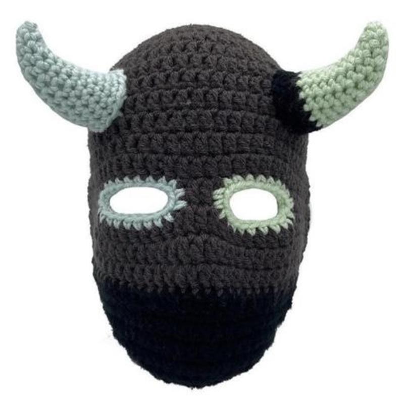 Knit Full Face Balaclava Hiking Scarves Devil Horn Balaclava Ski Halloween Hat