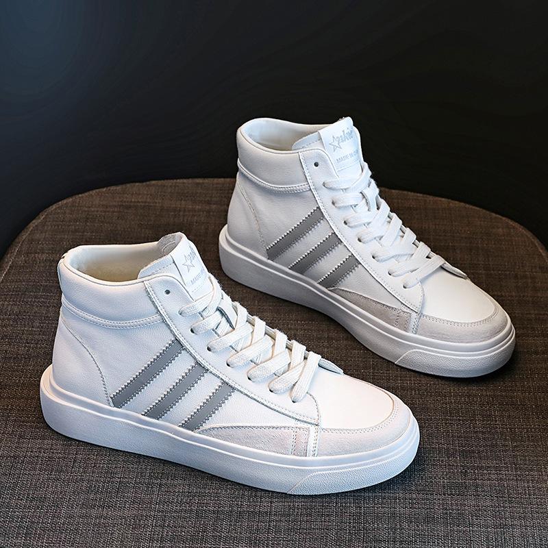 

Кожаные высокие кеды женские осенне-зимние новые женские туфли универсальные на плоской подошве с цветными вставками повседневные кеды для скейтборда белые туфли 40 серый