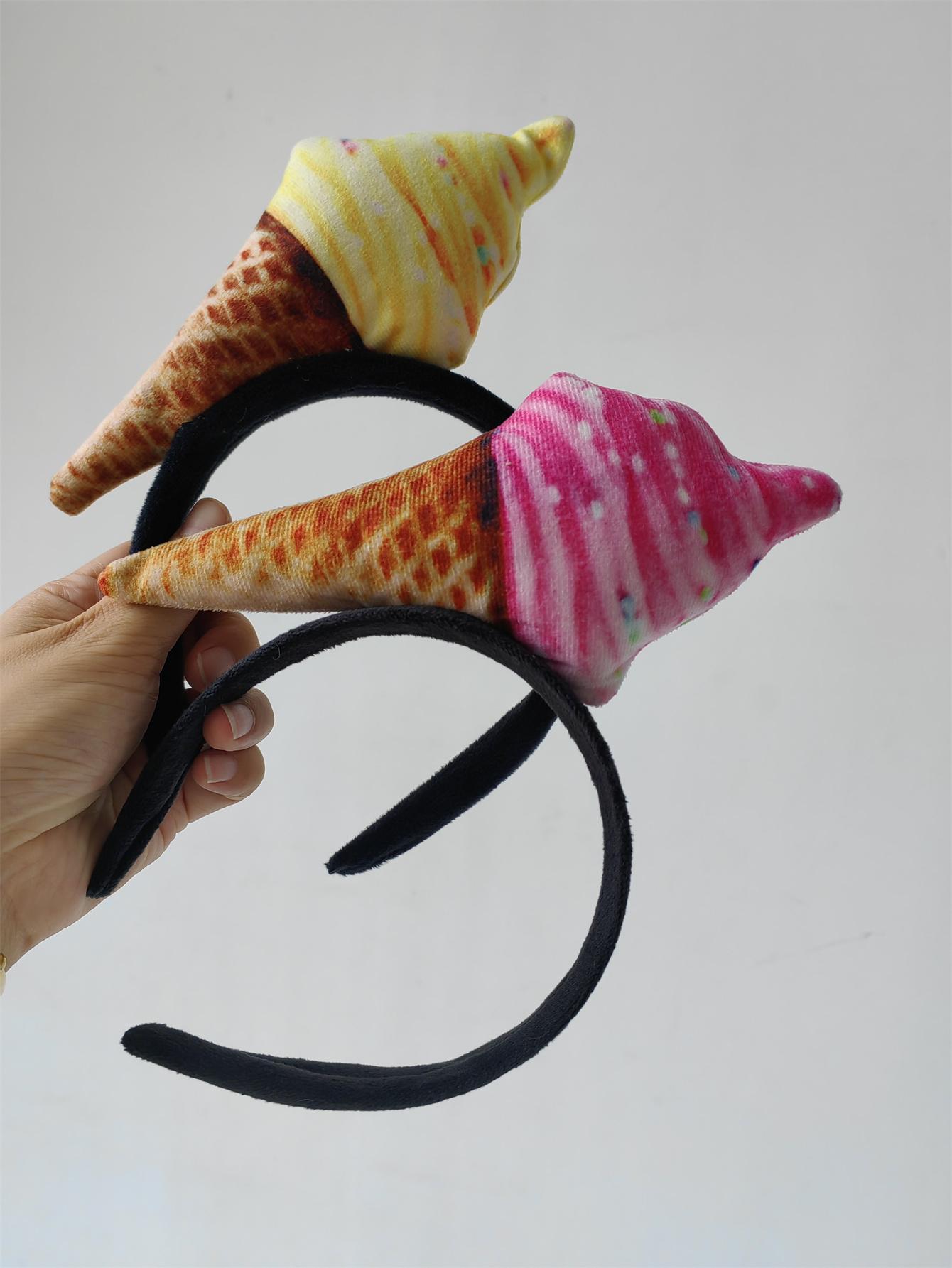 

2 Pcs Ice Cream Headband Cone Dessert Hair Accessories Food Bopper Mini Headpiece Women Hairpin Lovers