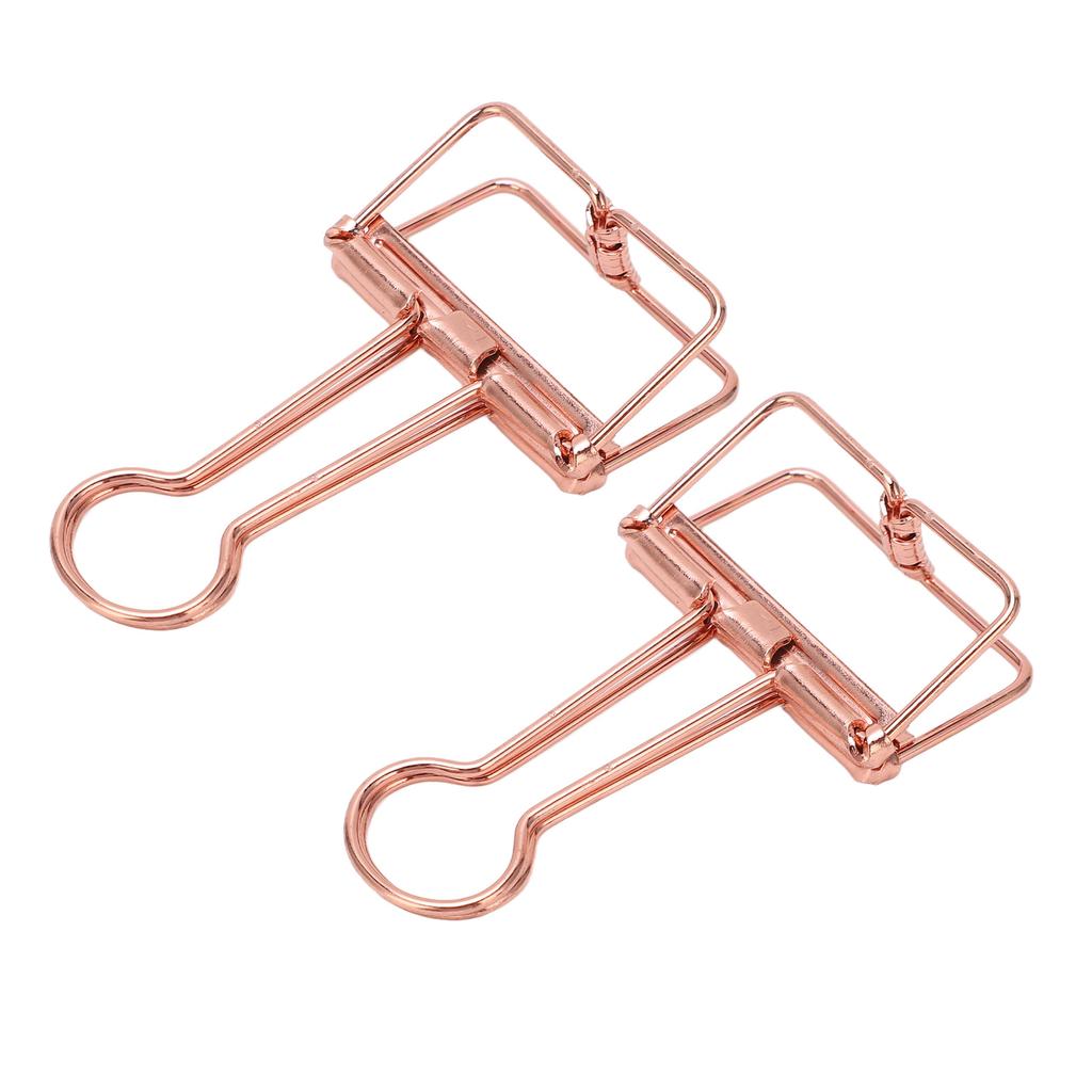 50Pcs Hollow Binder Clips Metal Paper Binder Clips for Documents Papers Test Reports Rose Gold