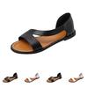 Large Fish Mouth One Line Flat Bottom Open Toe Retro Roman Women's Shoes