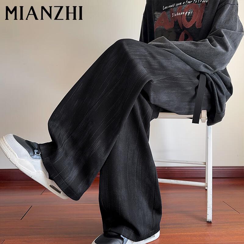 Mianzhi Men s Textured Casual Straight-Leg Sweatpants 3XL чёрный