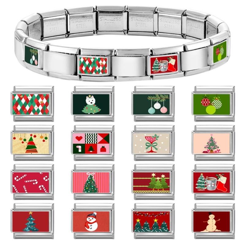 Bracelet Making Supplies Christmas Theme Beads Italian Charm Link Making Accessary Bracelet Module Suitable for Bracelet