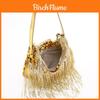 Borsa a Pochette a Forma di Luna in PVC con Frange per Uscite Serale ed Eventi Serali