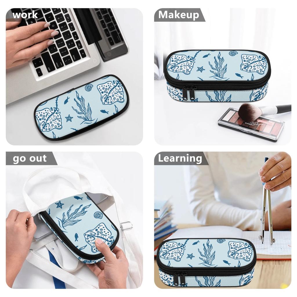 Pencil Case Roomy Interior Smooth Zipper Durable 300D Polyester with Main Compartment Mesh Pocket and Pen Slots for Boys Girls