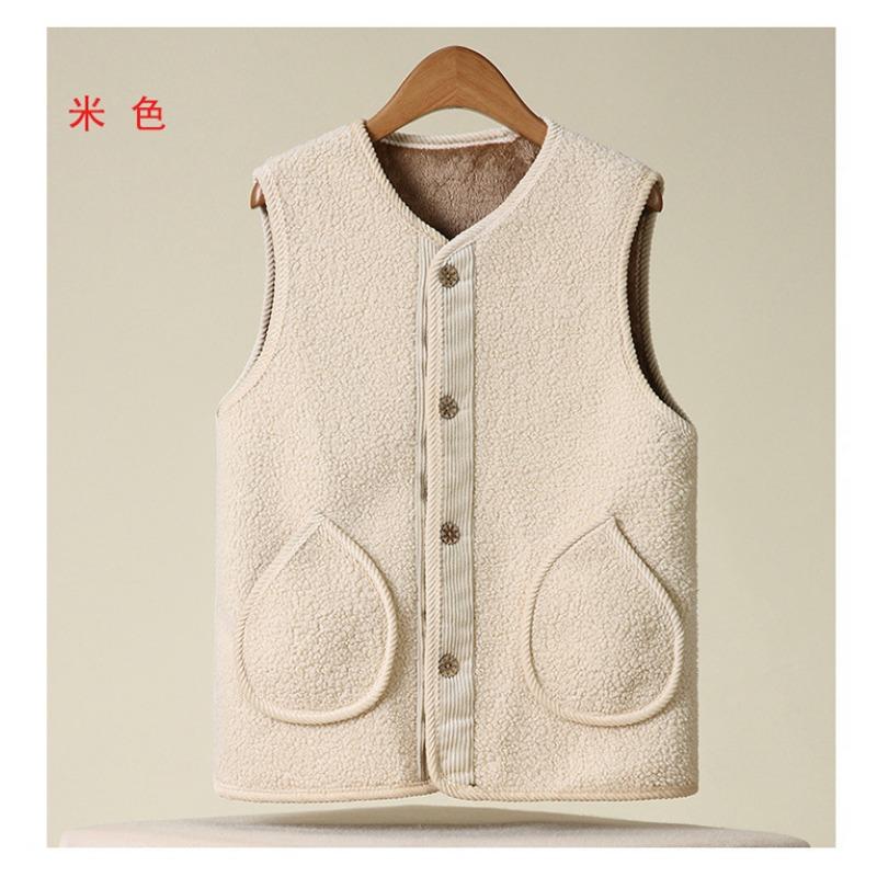 Women Fleece Vest Senior Thick Warm Sleeveless Waistcoat For Autumn Winter